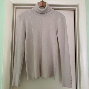 Ribbed Tahari Turtleneck w/ Gold Buttons